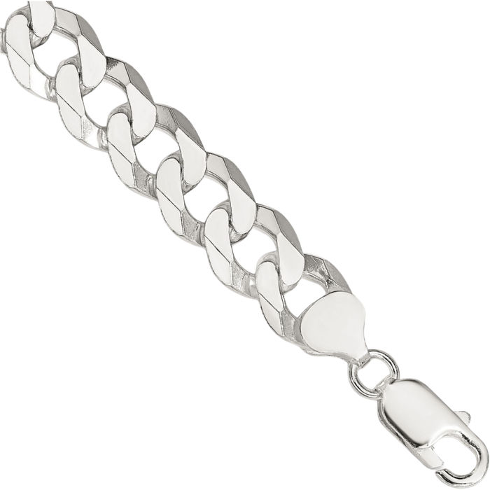 925 Sterling Silver 10.6mm Curb Link Chain Bracelet