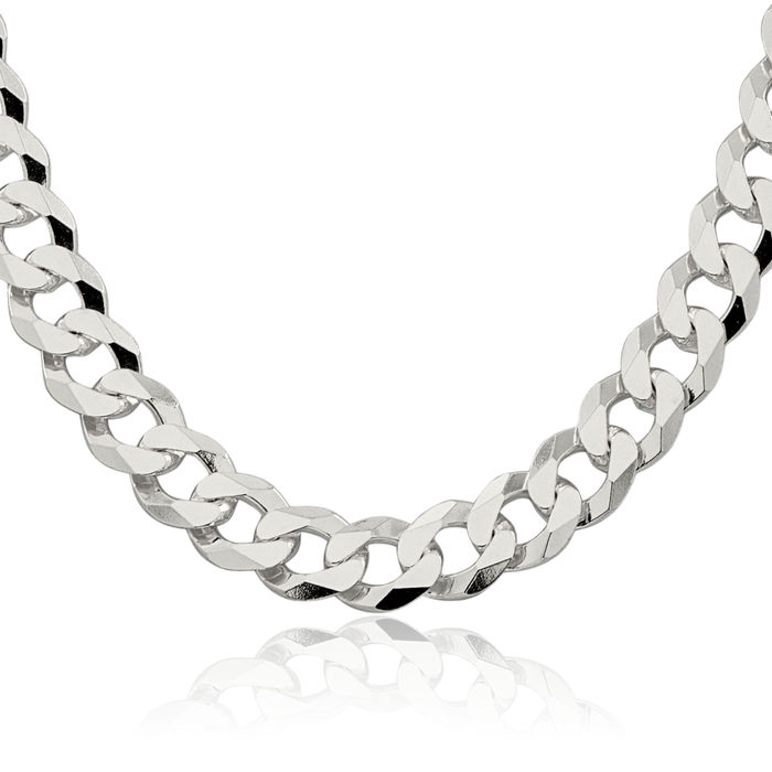 925 Sterling Silver 10.6mm Curb Link Chain Necklace