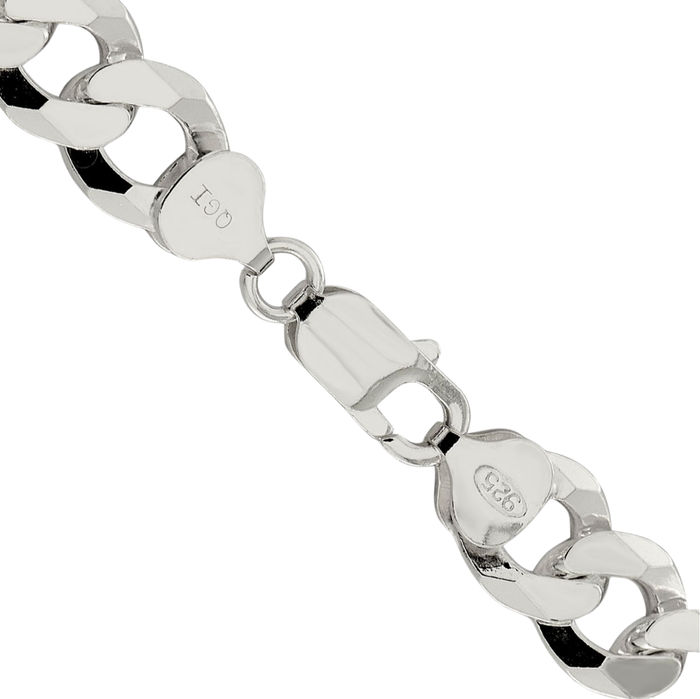 925 Sterling Silver 10.6mm Curb Link Chain Necklace