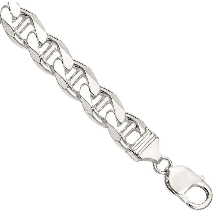 925 Sterling Silver 10.8mm Anchor Mariner Curb Link Chain Bracelet