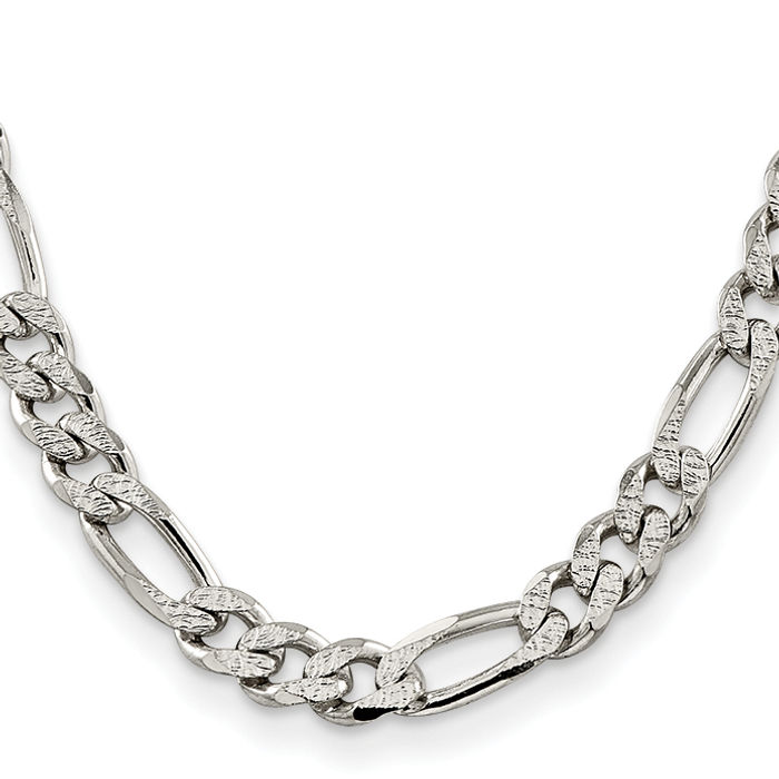 925 Sterling Silver 11mm Figaro Link Chain Necklace