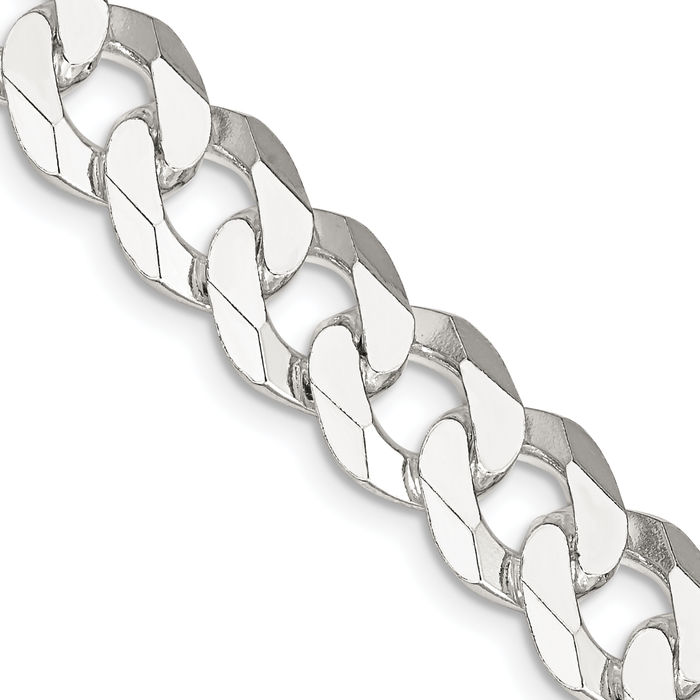 925 Sterling Silver 10.6mm Curb Link Chain Necklace