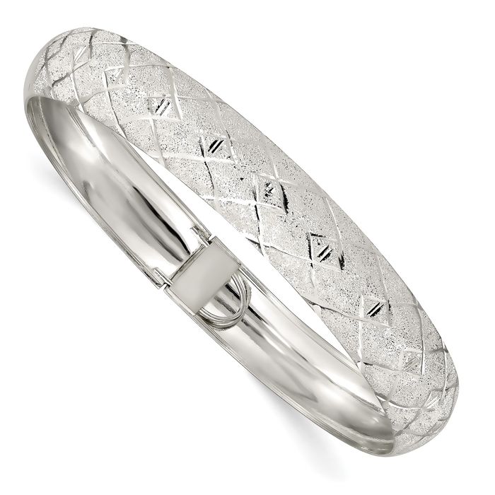 925 Sterling Silver 10mm Bangle Bracelet | eBay