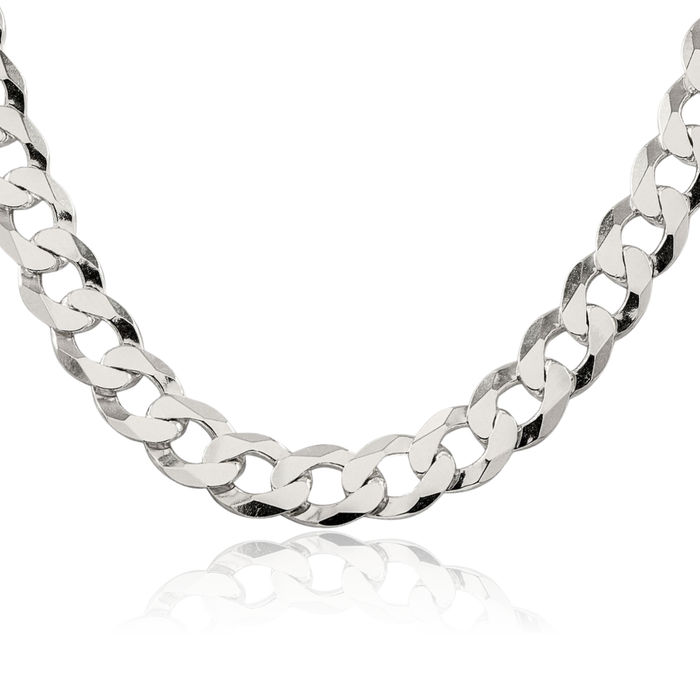 925 Sterling Silver 11.75mm Curb Link Chain Necklace