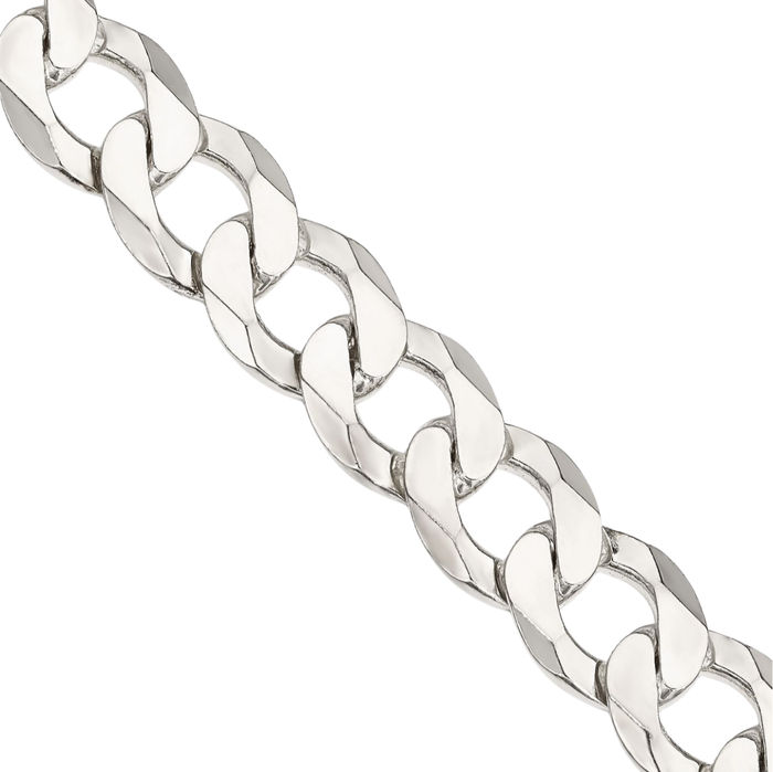 925 Sterling Silver 11.75mm Curb Link Chain Necklace