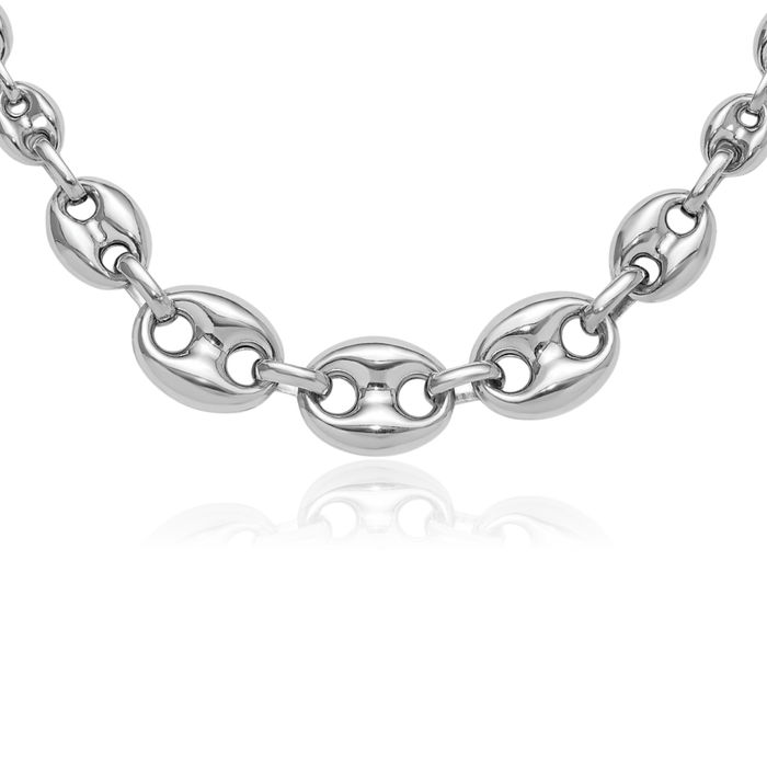 925 Sterling Silver 11.8mm Anchor Puffed Gucci Mariner Link Chain Necklace