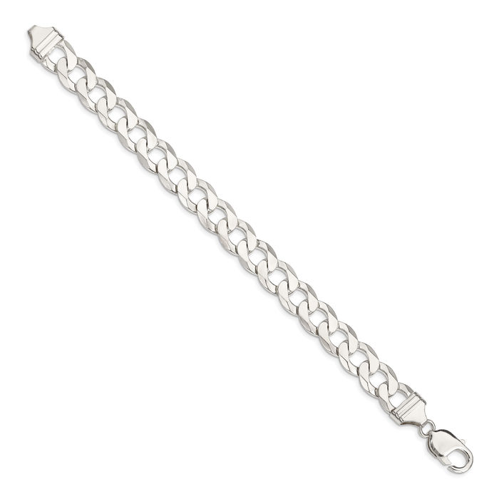 925 Sterling Silver 11.75mm Curb Link Chain Bracelet