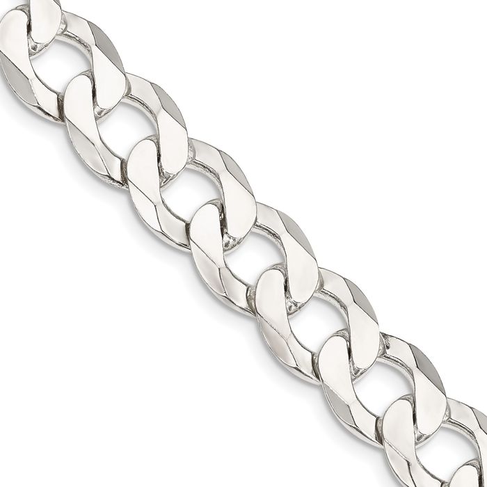 925 Sterling Silver 11.75mm Curb Link Chain Necklace