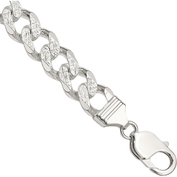 925 Sterling Silver 11mm Curb Link Chain Bracelet