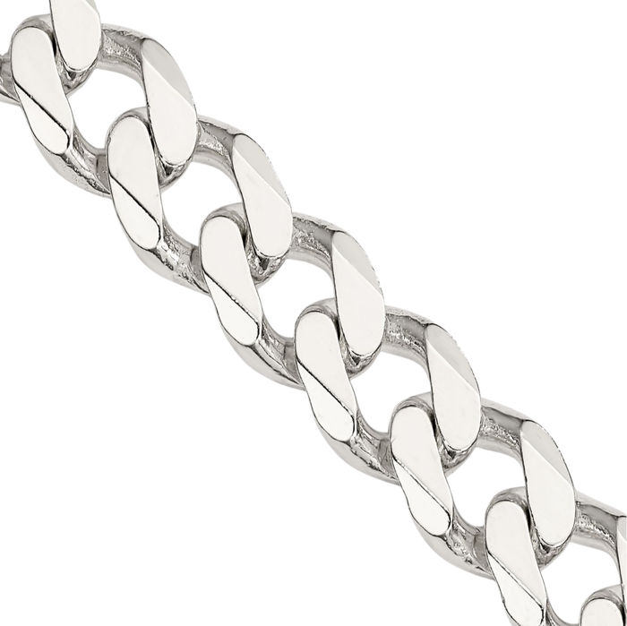 925 Sterling Silver 11mm Curb Link Chain Necklace