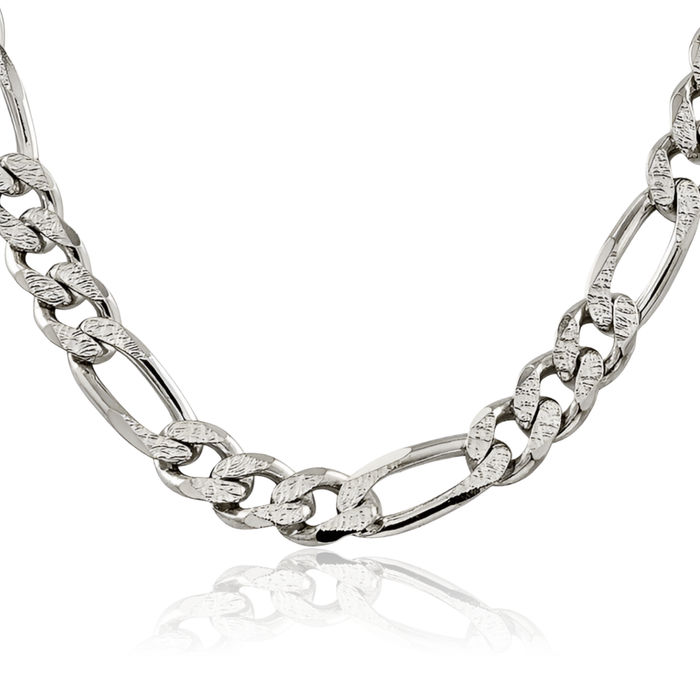 925 Sterling Silver 11mm Figaro Link Chain Necklace