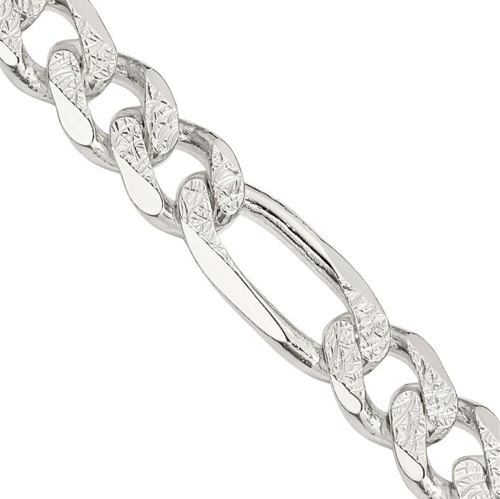 925 Sterling Silver 11mm Figaro Link Chain Necklace