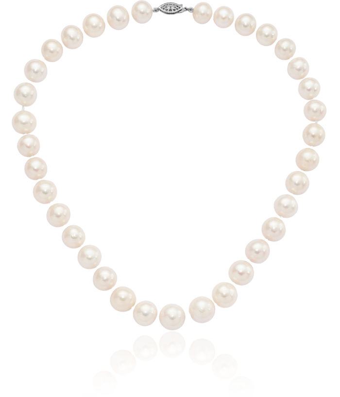 925 Sterling Silver 11mm White Near Round Freshwater Cultured Pearl Necklace Chain