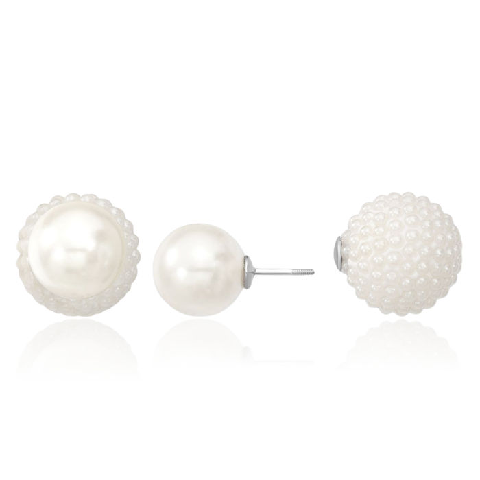 925 Sterling Silver 11mm White Shell Pearl Stud Earrings