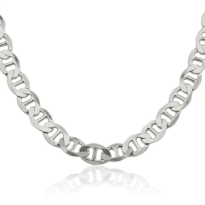 925 Sterling Silver 12.3mm Anchor Mariner Link Chain Necklace