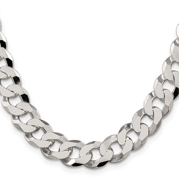 925 Sterling Silver 12.3mm Curb Link Chain Necklace