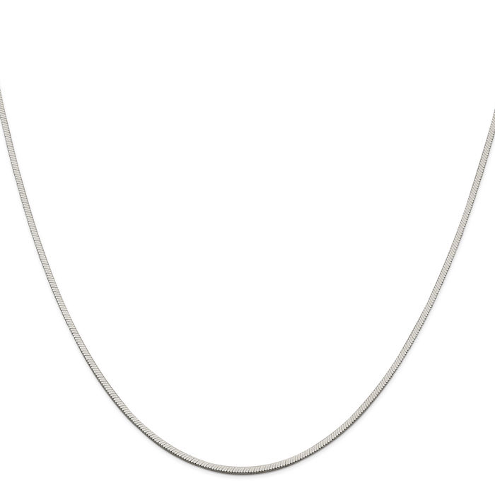 925 Sterling Silver 1.25mm Square Cubetto Omega Snake Chain Herringbone Necklace