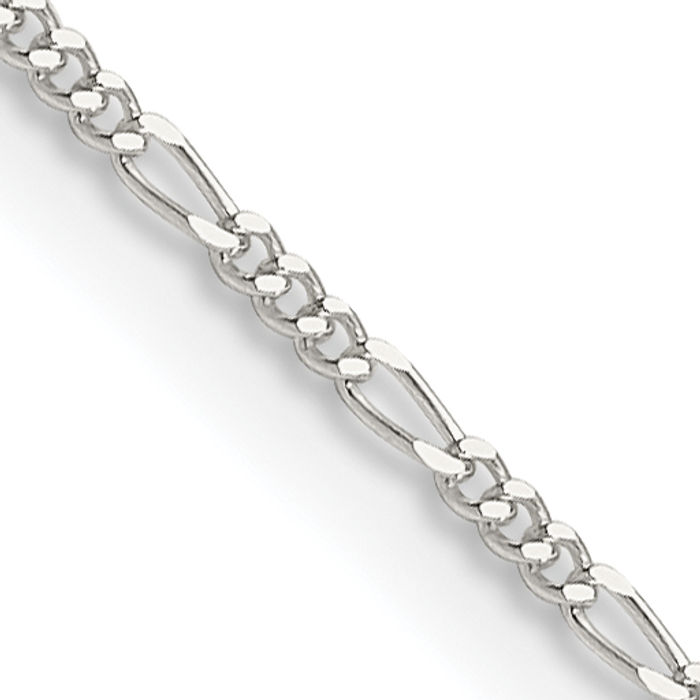 925 Sterling Silver 1.2mm Figaro Link Chain Necklace