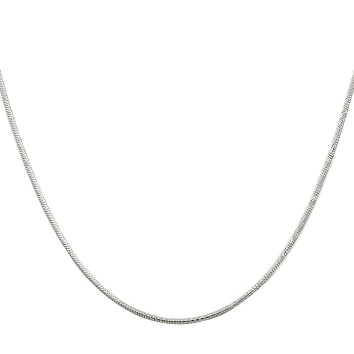 925 Sterling Silver 1.2mm Round Cubetto Omega Snake Chain Herringbone Necklace