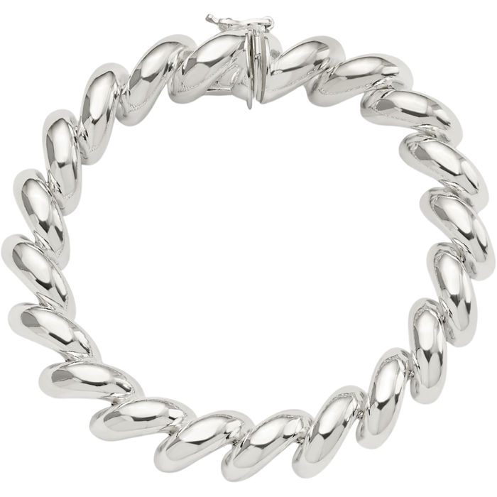 925 Sterling Silver 12mm San Marco Chain Bracelet