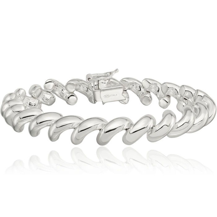 925 Sterling Silver 12mm San Marco Chain Bracelet