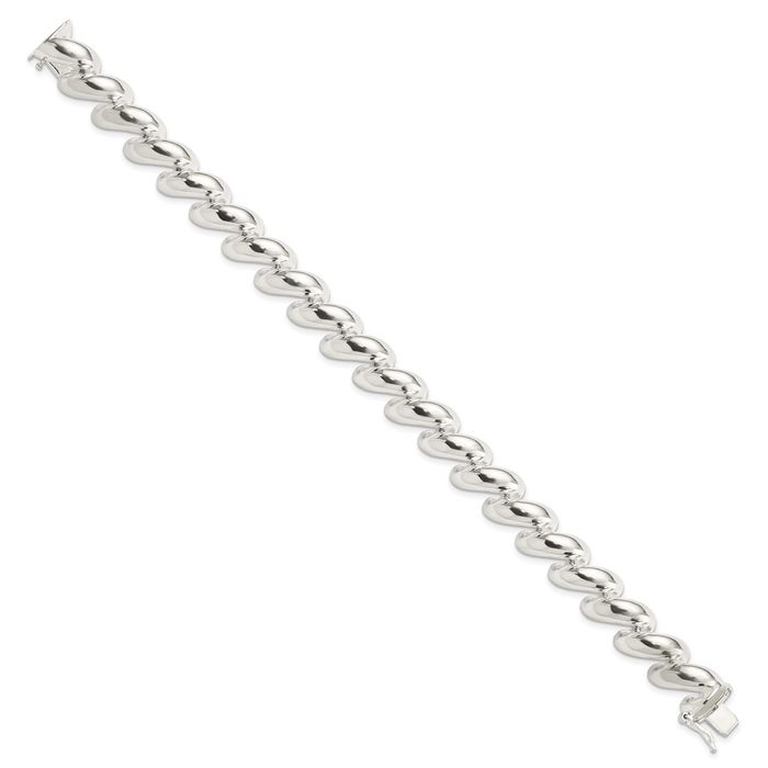 925 Sterling Silver 12mm San Marco Chain Bracelet | eBay