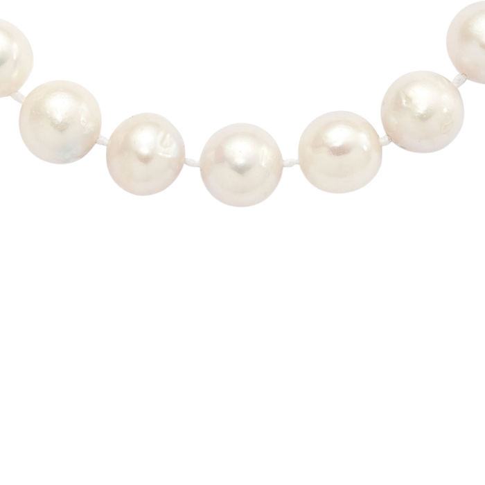 925 Sterling Silver 12mm White Near Round Freshwater Cultured Pearl Necklace Chain