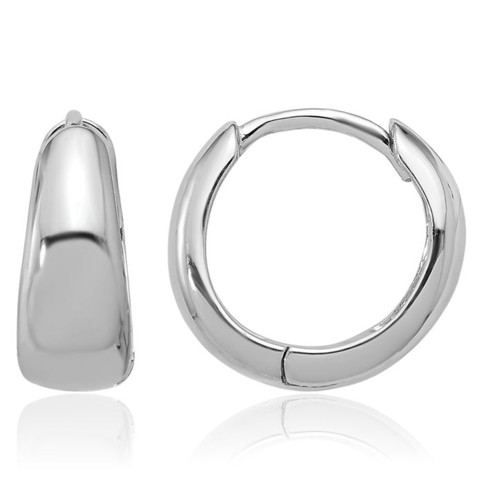 925 Sterling Silver 12x5mm Huggie Round Small Hoop Earrings