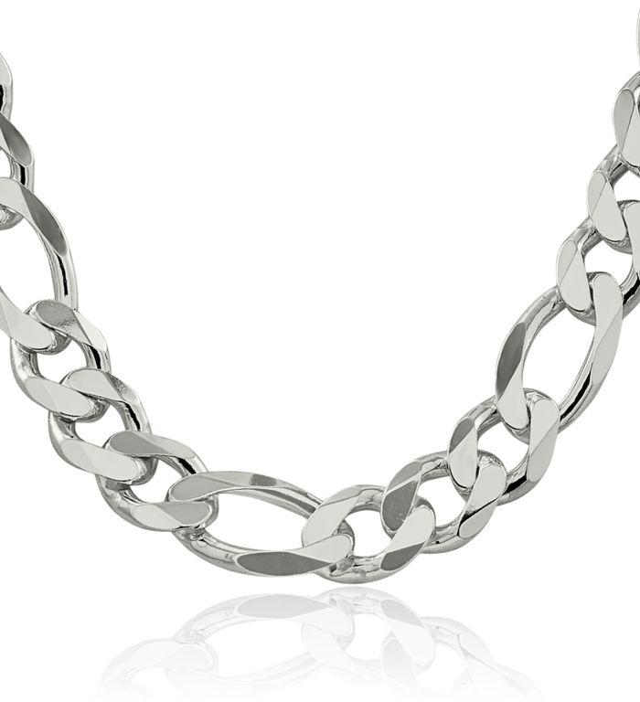 925 Sterling Silver 13.5mm Figaro Link Chain Necklace