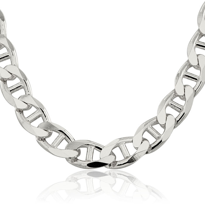 925 Sterling Silver 13.5mm Anchor Mariner Curb Link Chain Necklace