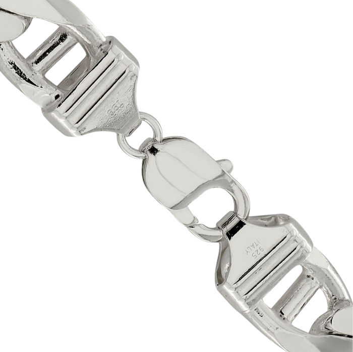 925 Sterling Silver 13.5mm Anchor Mariner Curb Link Chain Necklace