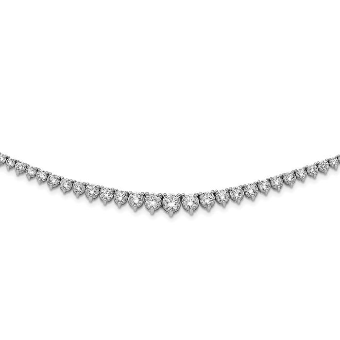 925 Sterling Silver Graduated Cubic Zirconia CZ Chain Necklace