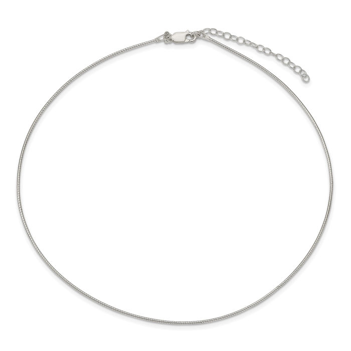 925 Sterling Silver 1.35mm Neck Collar Neckwire Chain Cuff Choker Necklace