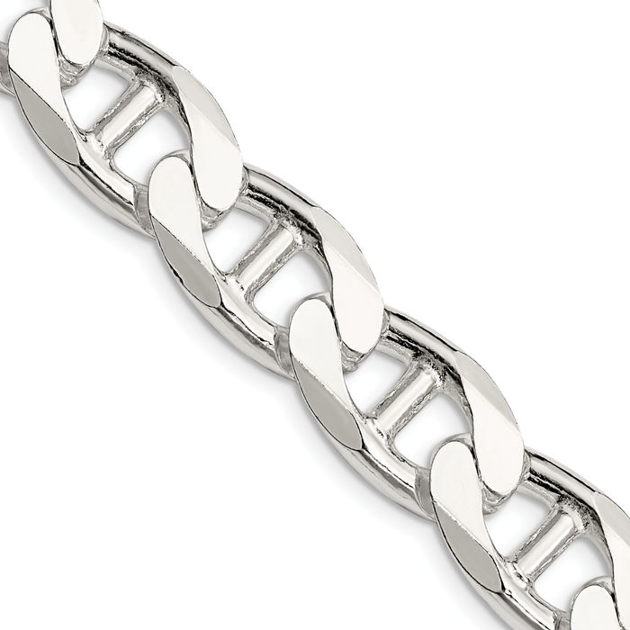 925 Sterling Silver 13.5mm Anchor Mariner Curb Link Chain Necklace