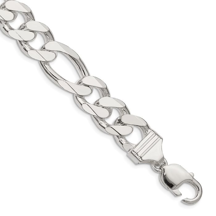 925 Sterling Silver 13.5mm Figaro Link Chain Bracelet - 第 7/24 張圖片