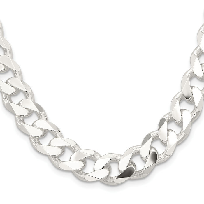 925 Sterling Silver 13mm Curb Link Chain Necklace