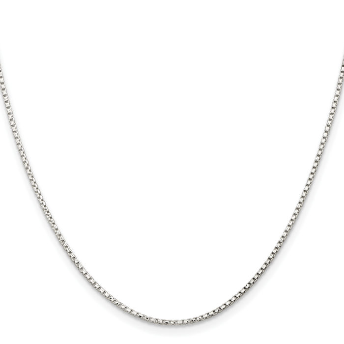 925 Sterling Silver 1.3mm Round Box Link Chain Necklace