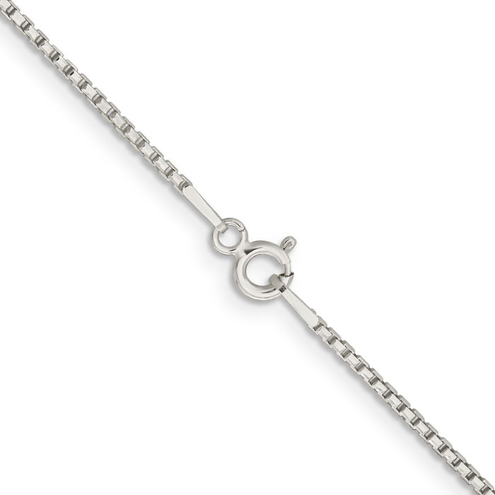 925 Sterling Silver 1.3mm Round Box Link Chain Necklace