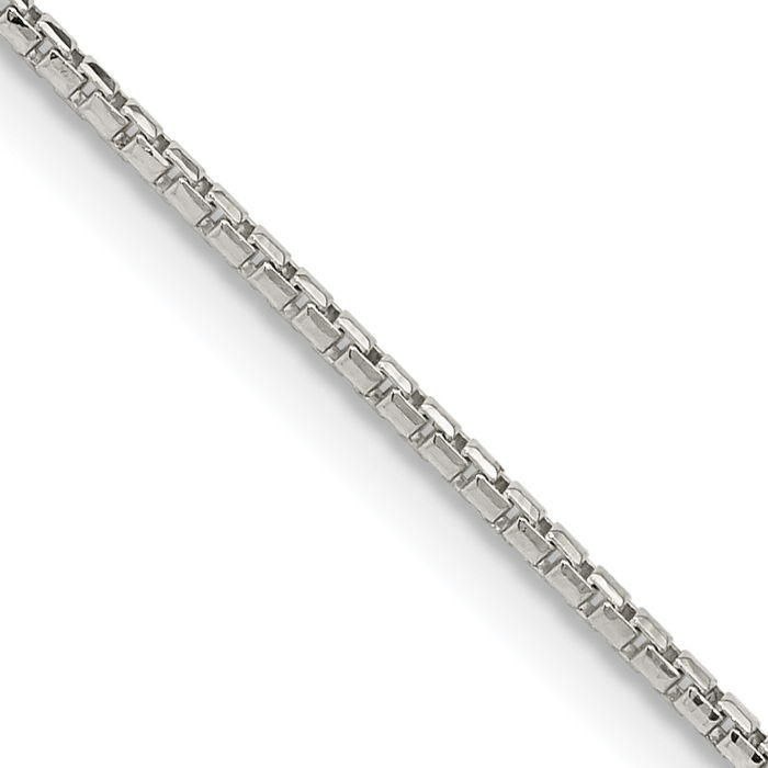 925 Sterling Silver 1.3mm Round Box Link Chain Necklace