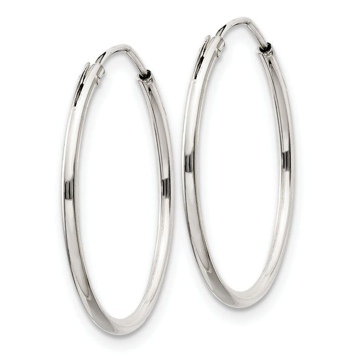 925 Sterling Silver 1.3mm Round Endless Medium Hoop Earrings
