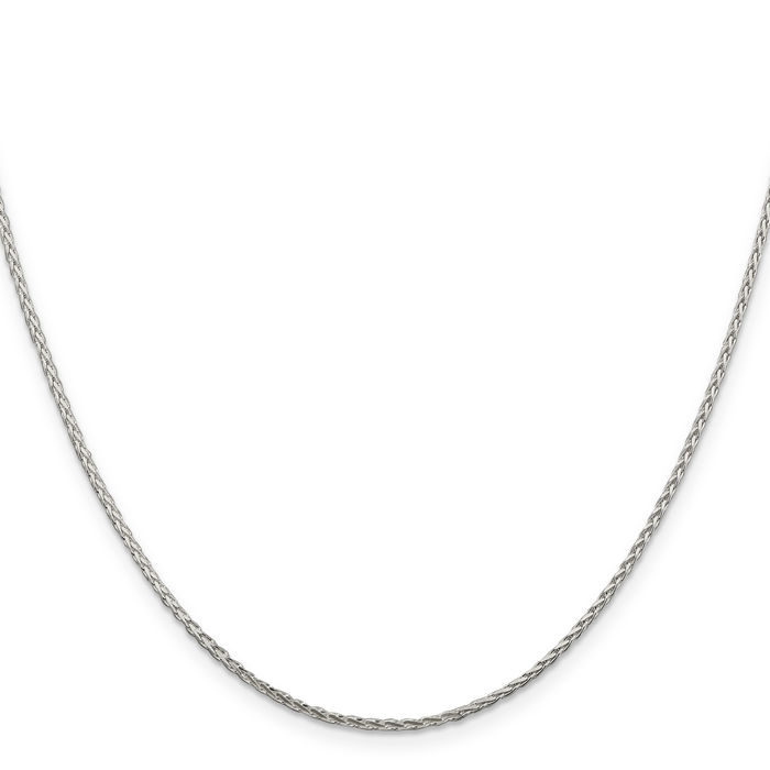 925 Sterling Silver 1.45mm Round Spiga Wheat Link Chain Necklace