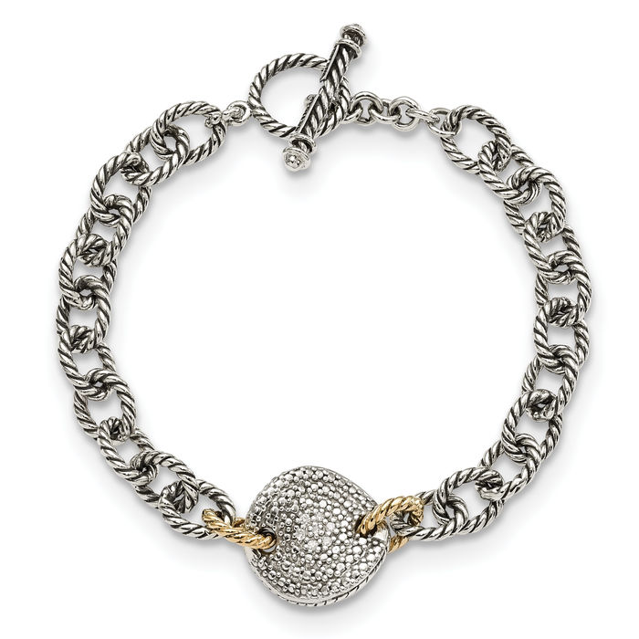 925 Sterling Silver Diamond Link Chain Bracelet - Picture 10 of 12
