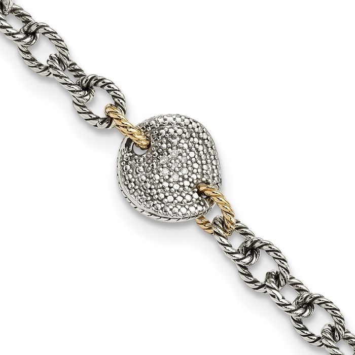 925 Sterling Silver Diamond Link Chain Bracelet - Picture 11 of 12