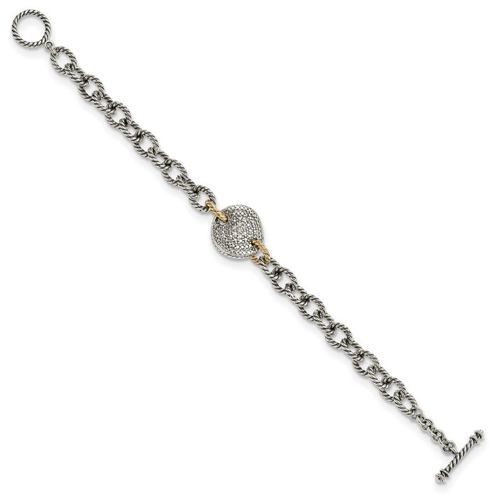 925 Sterling Silver Vintage Diamond Link Chain Bracelet