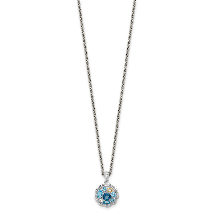 925 Sterling Silver Swiss Blue White Topaz London Necklace Chain Gemstone Pendant Charm