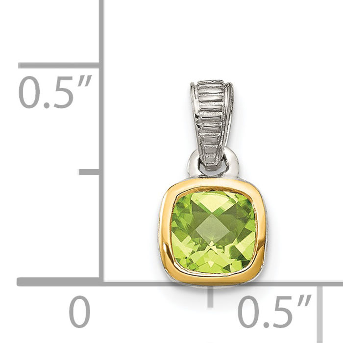 925 Sterling Silver Cushion-Cut Green Peridot Necklace Gemstone Pendant Charm August Birthstone Jewelry