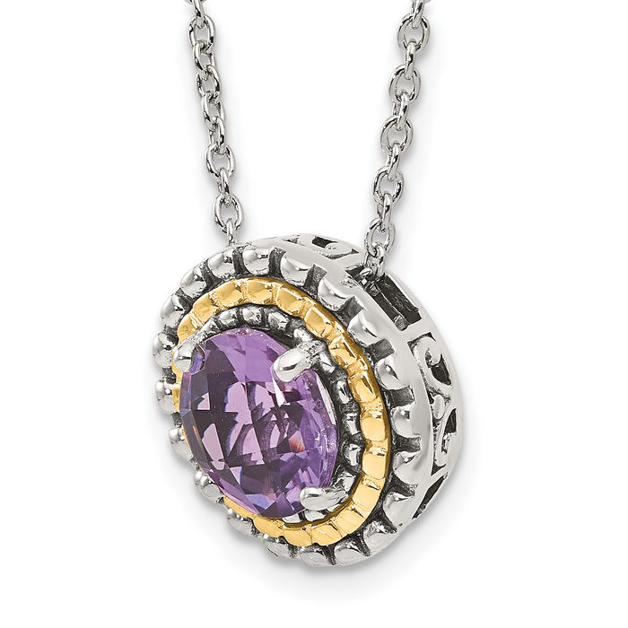 Round Amethyst on popular Vintage Chain