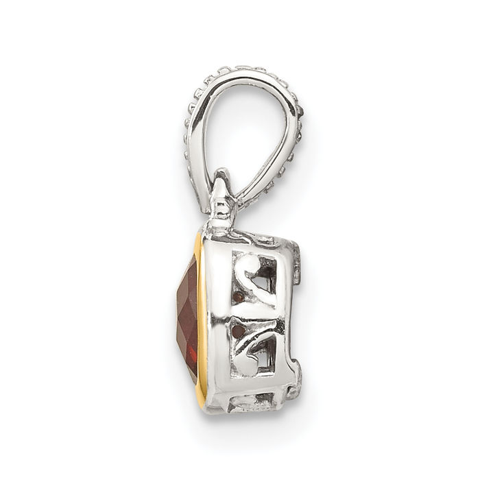 925 Sterling Silver Cushion-Cut Red Garnet Necklace Gemstone Pendant Charm January Birthstone Jewelry