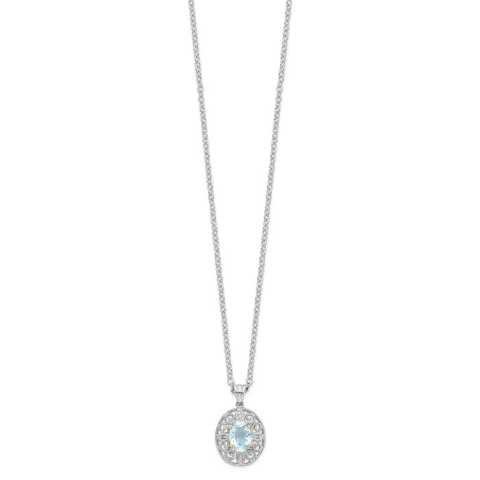 925 Sterling Silver Sky Blue Topaz Diamond Necklace Chain Gemstone Pendant Charm