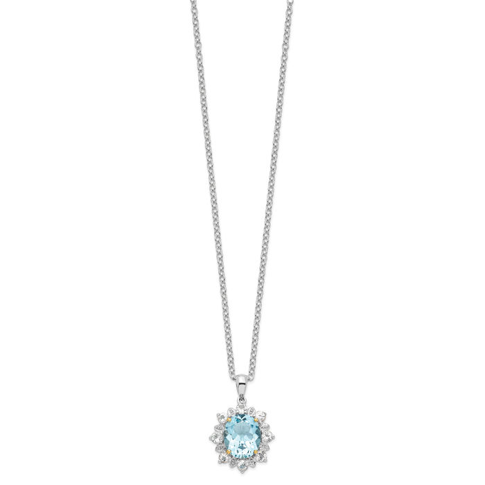 925 Sterling Silver Sky Swiss Blue White Topaz Necklace Chain Gemstone Pendant Charm